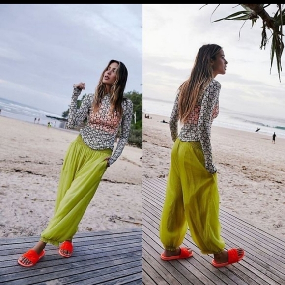 Free people Lime Sashay my way pants - Picture 1 of 5